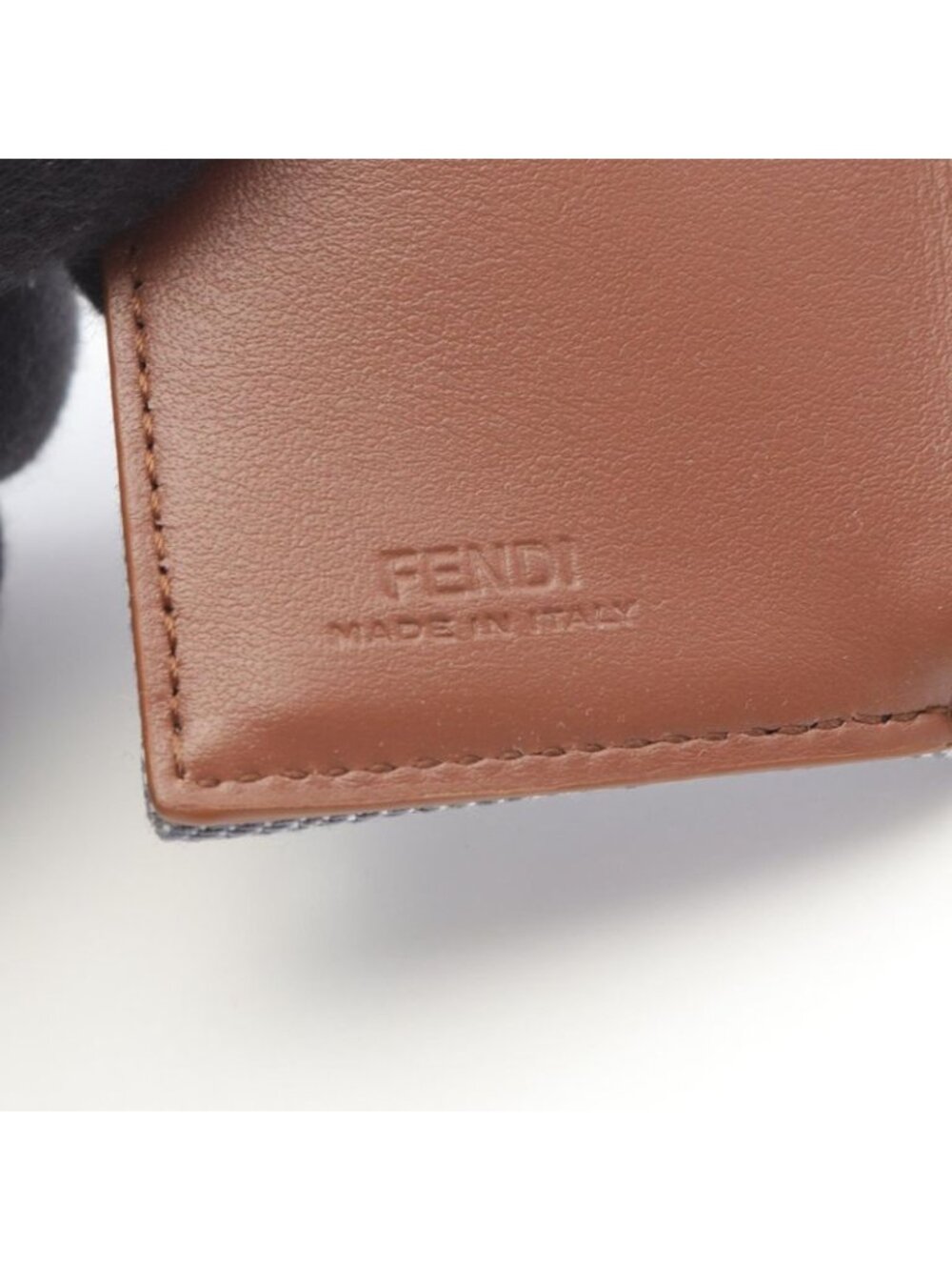 Fendi Trifold Wallet Baguette Zucca Light Blue Canvas - Picture 4 of 6